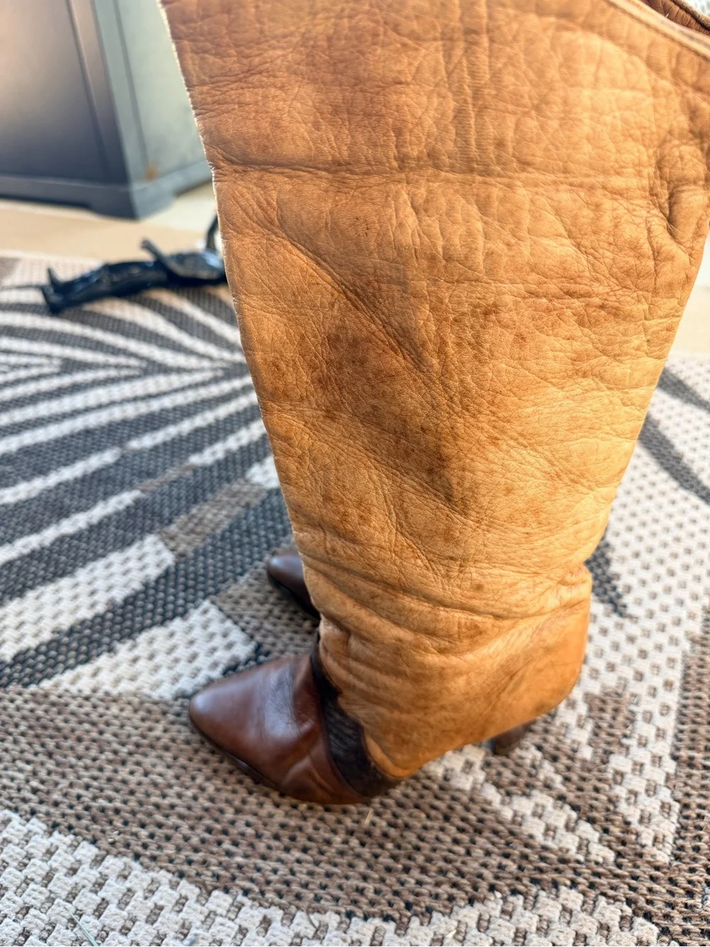 Vintage Zodiac USA Leather Tall Slouch Boots 70s/80s 6.5 RARE